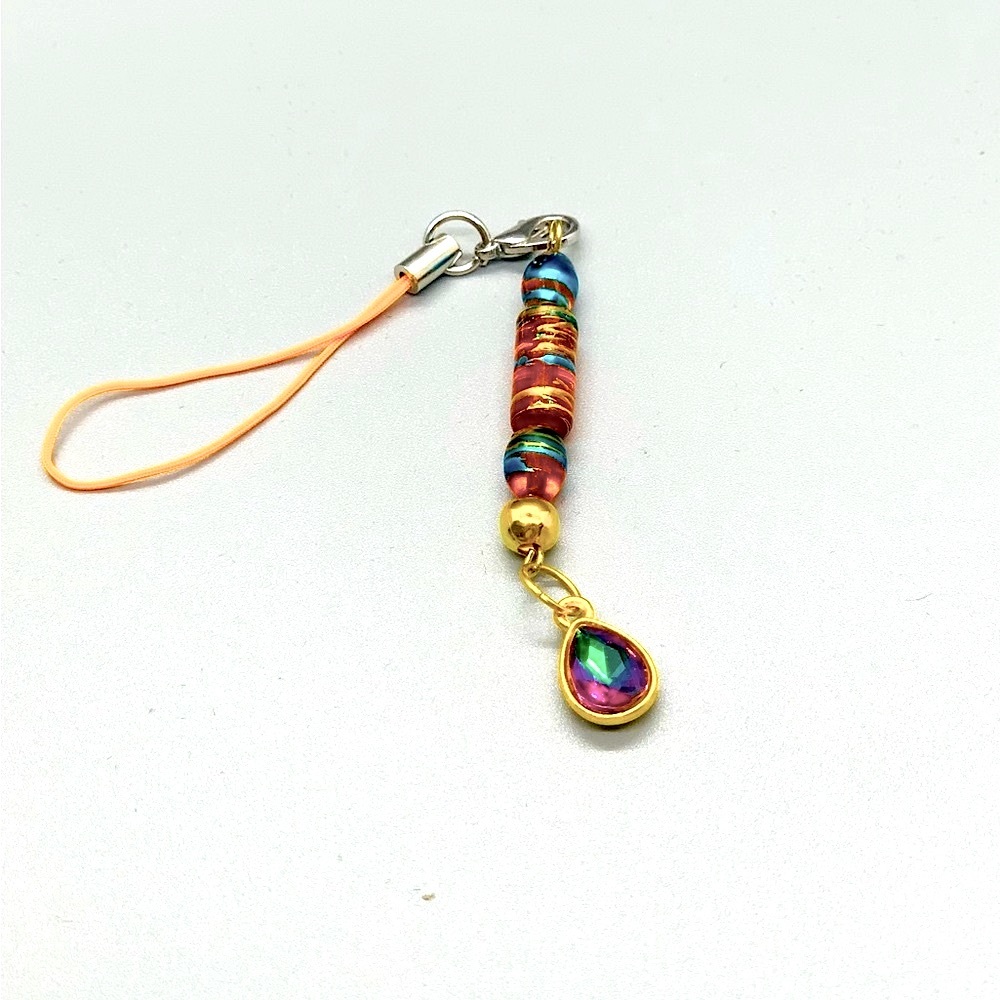 Colorful bead teardrop phone charm